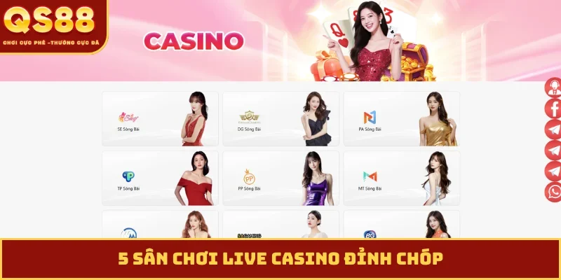 5 sân chơi live casino đỉnh chóp
